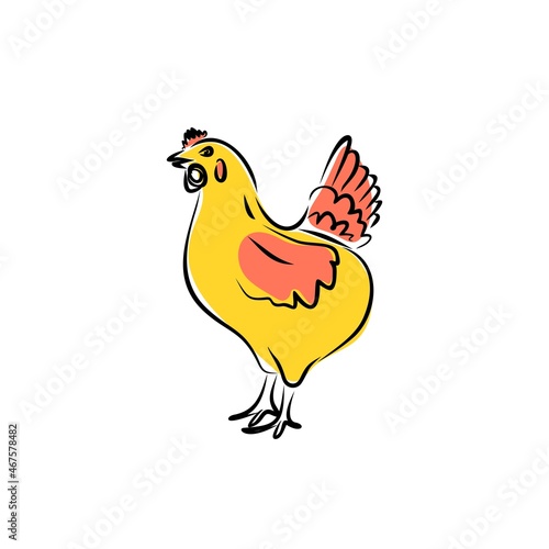 Hand-drawing chicken. Cute chicken. Vector illustration