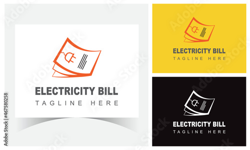 Electricity Utility Bill Logo Design Template. Electric Related Document. Online Utility Bills Payment Icon. plug doc logo flat illustration.