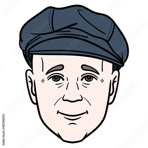 man's head with peaked cap. isolated, avatar, head.