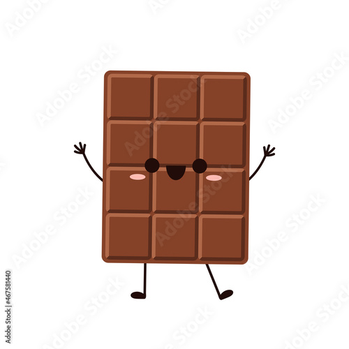 Cute and funny chocolate bar character. Chocolate mascot.