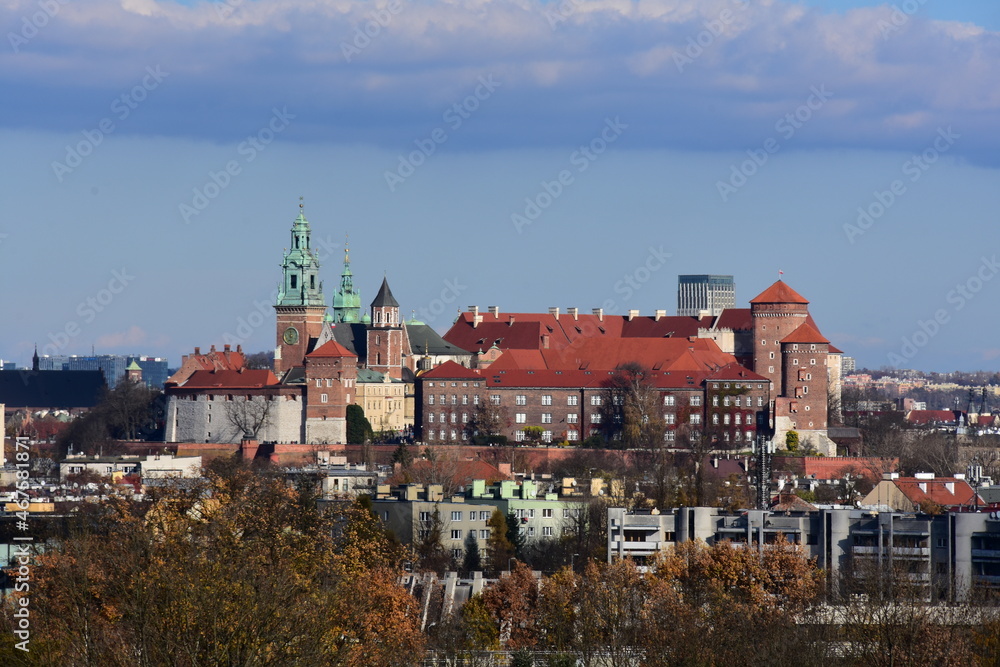 Fototapeta Wawel castle, monuments, city in Poland, UNESCO site, Krakow, historic old town,
