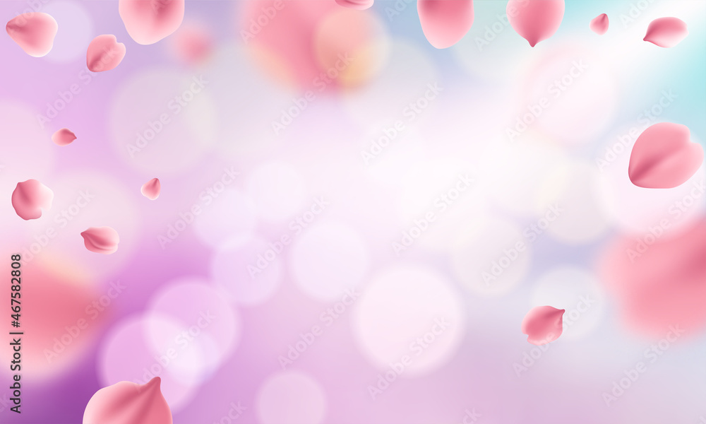 Nature background with blossom of pink sakura flowers