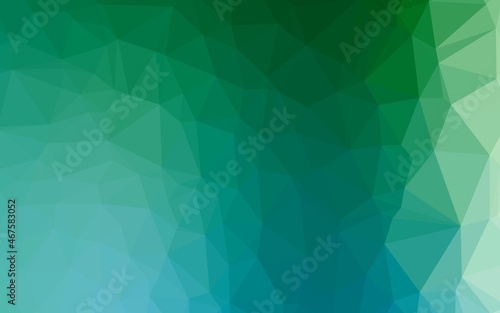 Light Blue, Green vector shining triangular pattern.