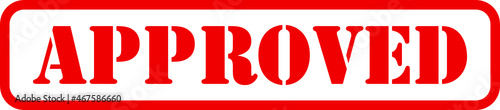Approved red rubber stamp stencil font vector graphic design, approval label icon for document, accept message seal mark sign, paperwork illustration