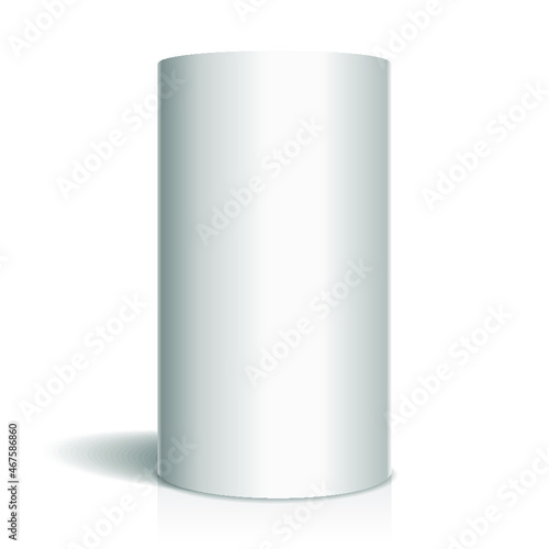 White cylinder isolated on a white background. 3d rendering