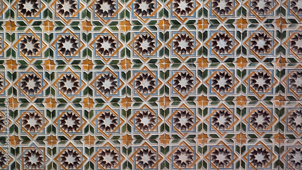 Portuguese tiles. Traditional ornate portuguese decorative color tiles azulejos. Abstract background