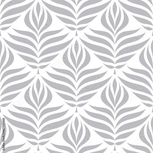 Gray floral ornament background design. Abstract seamless pattern. Vector illustration.