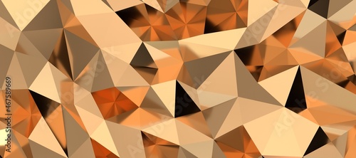 Gold Polygon Background 3D Rendering