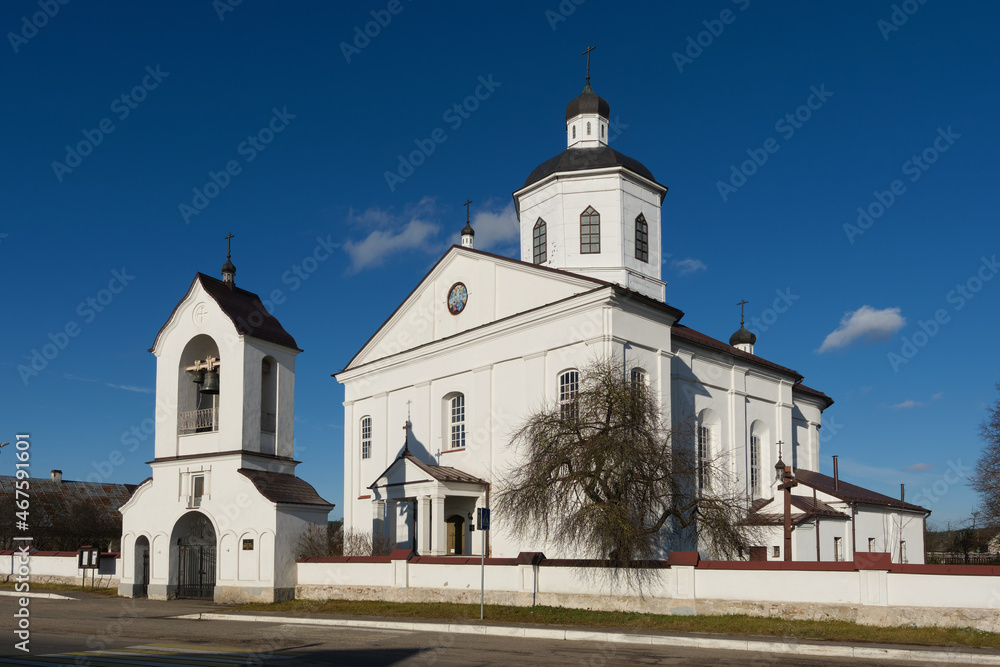 Old ancient Transfiguration church in Rakov, Minsk region, Belarus.