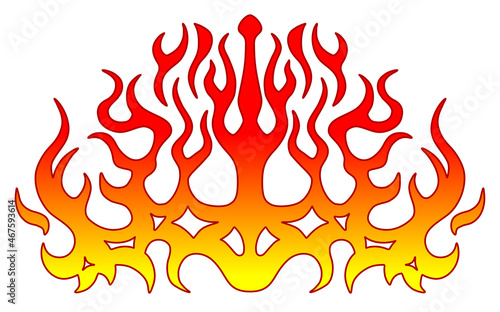 Vehicle flames. Car and bike color vinyl decals for hood, vector isolated. Hot fire decal artwork, illustration of pattern fire stencil 