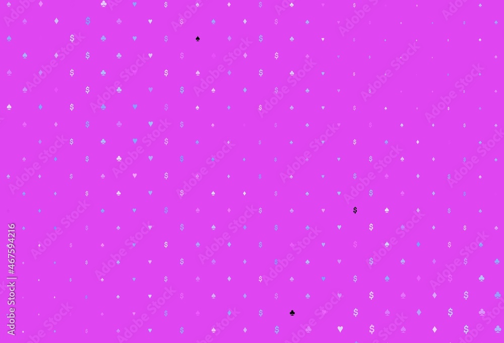 Light pink, blue vector pattern with symbol of cards. Light pink, blue vector pattern with symbol of cards.