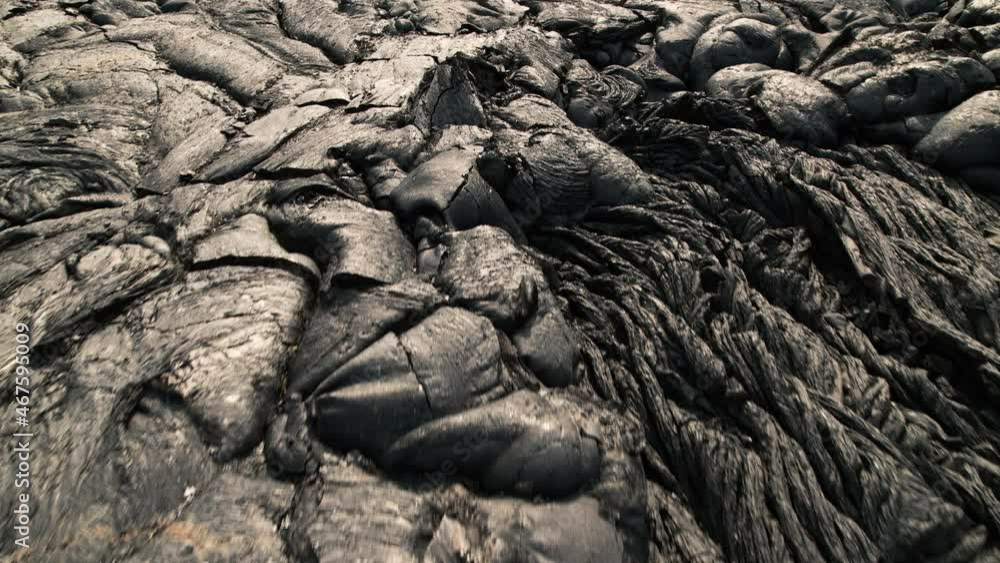 Aerial view, black volcanic lava Aerial view, black volcanic lava