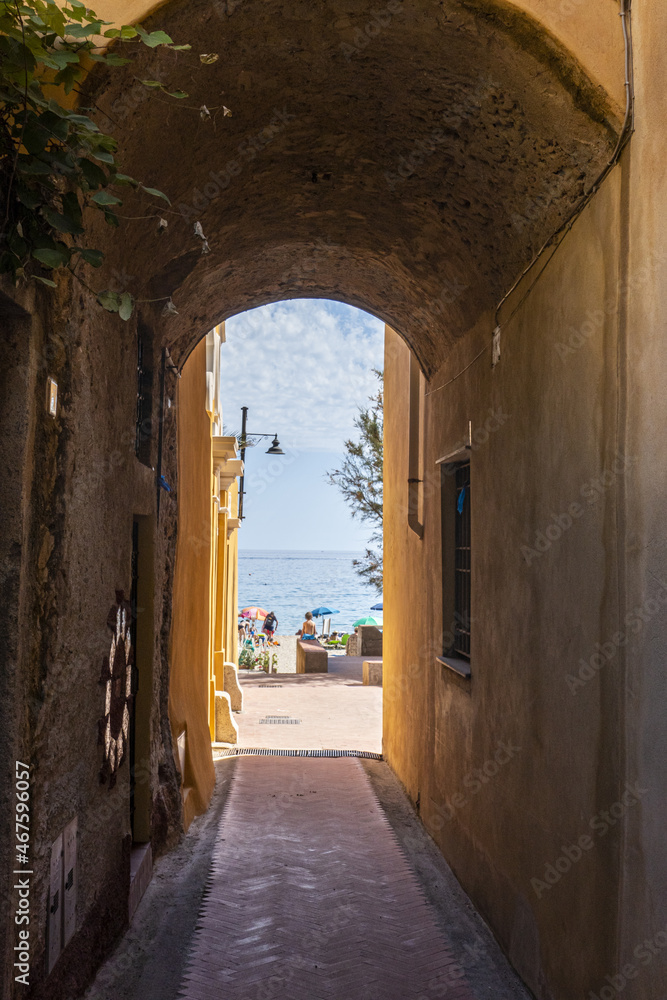 Characteristic streets with arches in the picturesque village of Varigotti
