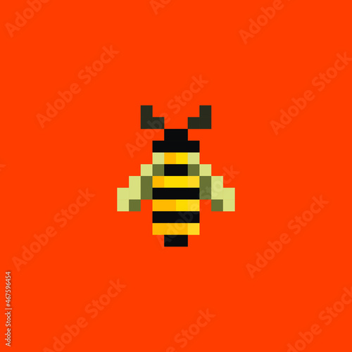 Bee. Pixel bee image. Vector Illustration of pixel art.