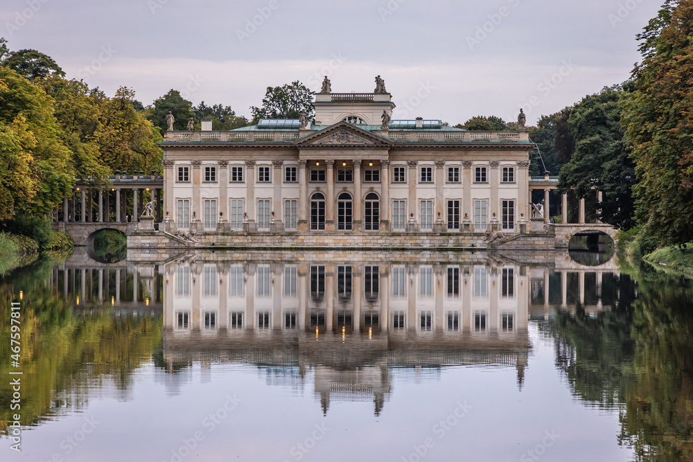 Palace on Water in Lazienki Park - Royal Baths Park in Warsaw city, Poland