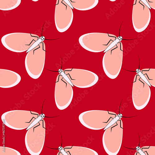 Illustration on a square background - stylized moths - graphics. Summer, insects, unbearable ease of life