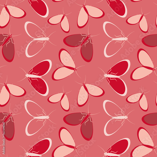 Seamless pattern - stylized moths - graphics. Summer, insects, unbearable ease of life. Wallpapers, textiles, packaging