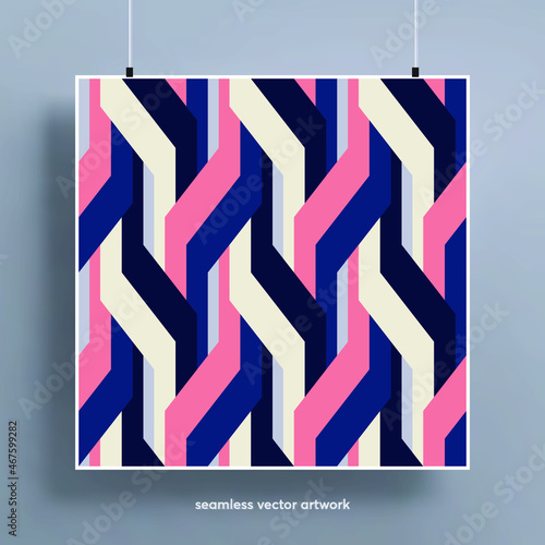 Beautiful seamless pattern with abstract geometric shapes background. Trendy colorful and geometric shapes. Texture for backgrounds, layout, posters, covers and fabrics. Vector illustration.