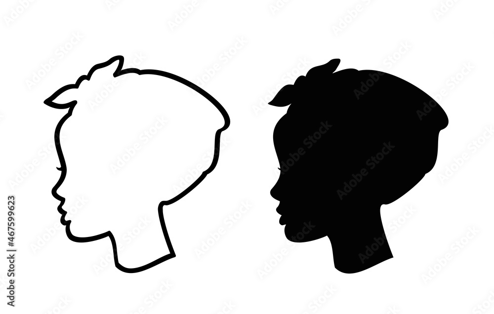 Silhouette head of girl with headband