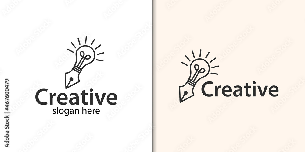 smart and Creative idea pencil and light bulb symbol for, student study, education, creative design agency logo design