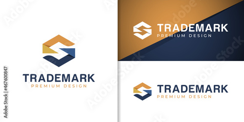 monogram letter S logo with hand care for corporate identity business logo design for partnership business