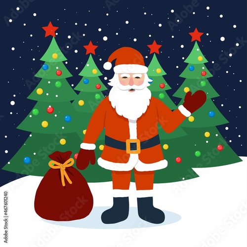 Christmas greeting card Santa Claus cartoon vector illustration © Marina Ilyina