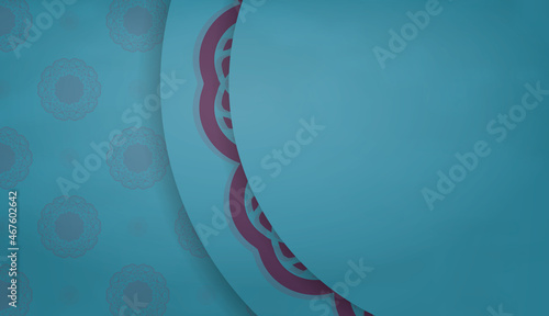 Green leaflet with purple mandala pattern prepared for typography.