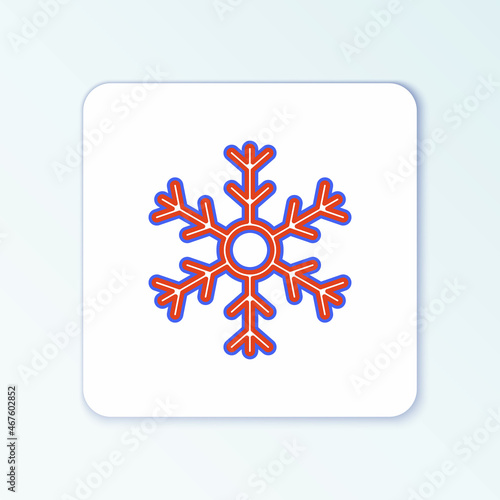 Line Snowflake icon isolated on white background. Colorful outline concept. Vector