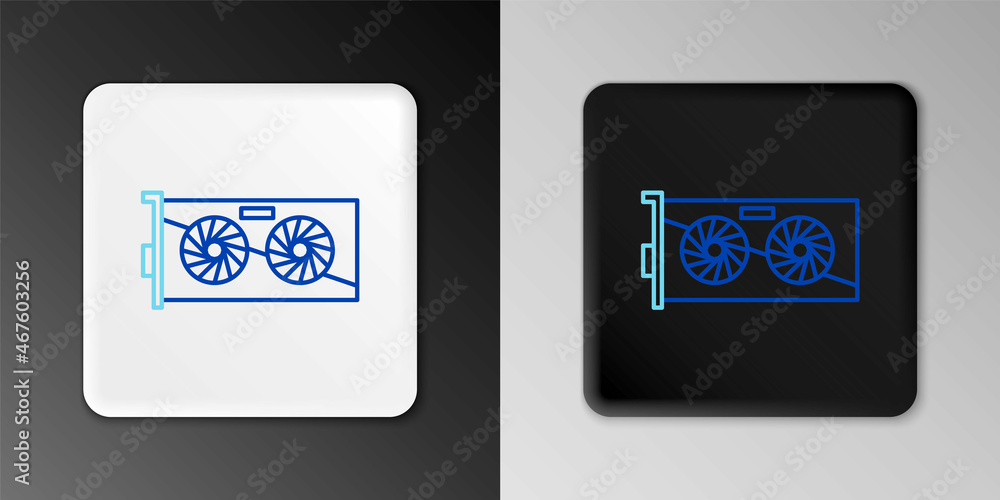 Line Video graphic card icon isolated on grey background. Colorful outline concept. Vector Line Video graphic card icon isolated on grey background. Colorful outline concept. Vector