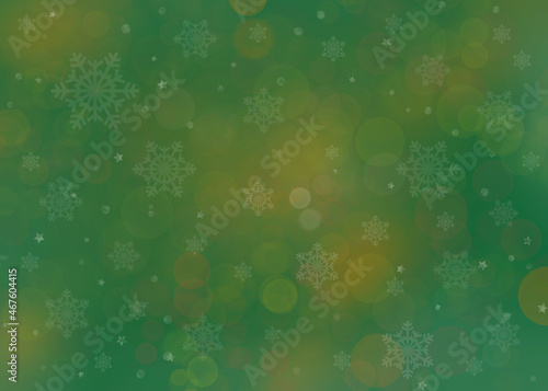 Green holiday background. Christmas background with snowflake and star photo