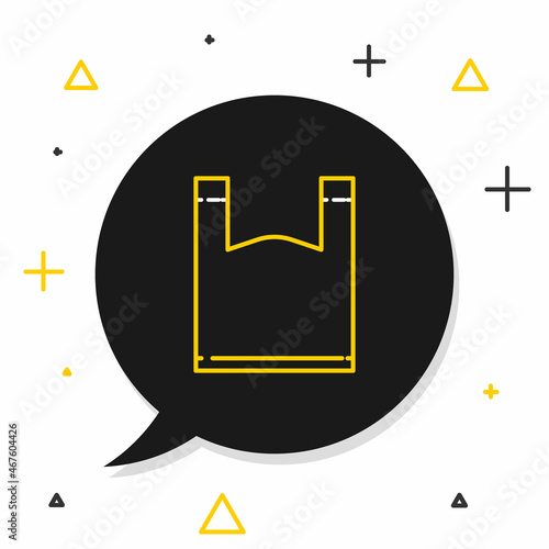 Line Plastic bag icon isolated on white background. Disposable cellophane and polythene package prohibition sign. Colorful outline concept. Vector