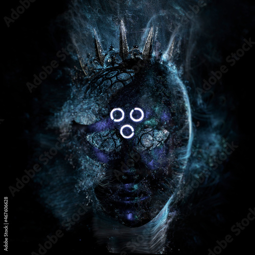 abstract drawing of a humanoid in a futuristic style, drawing with light