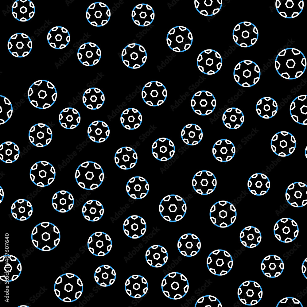 Line Football ball icon isolated seamless pattern on black background. Soccer ball. Sport equipment. Vector Line Football ball icon isolated seamless pattern on black background. Soccer ball. Sport equipment. Vector