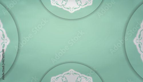 Mint color background with abstract white pattern and space for your logo