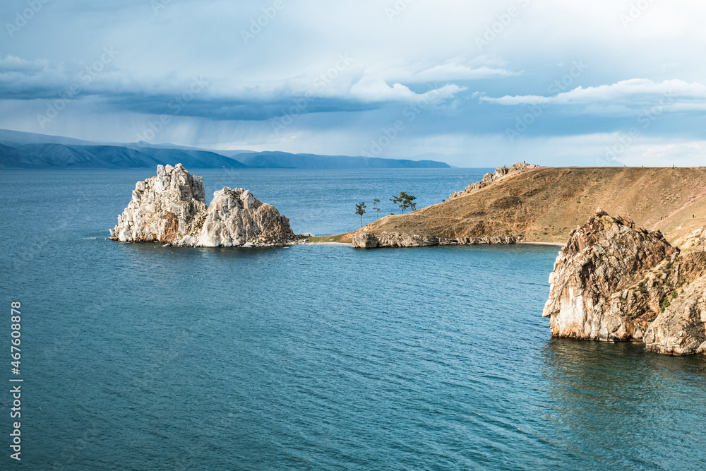 Naklejka premium Shaman rock, Olkhon Island on Lake Baikal, Russia