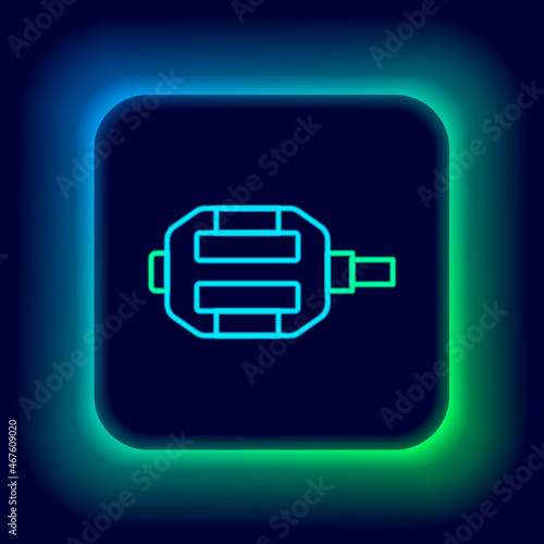 Glowing neon line Bicycle pedal icon isolated on black background. Colorful outline concept. Vector