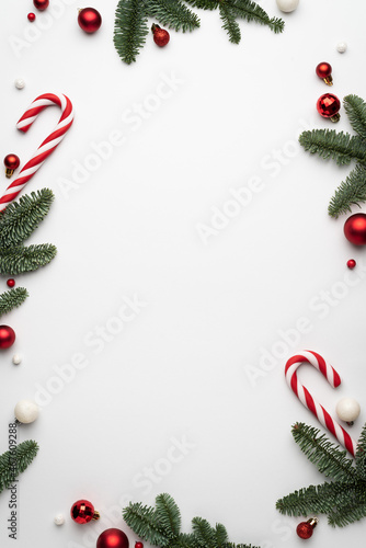 White background with christmas decorations