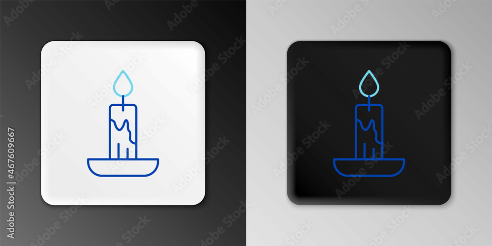 Line Burning candle icon isolated on grey background. Cylindrical candle stick with burning flame. Colorful outline concept. Vector Line Burning candle icon isolated on grey background. Cylindrical candle stick with burning flame. Colorful outline concept. Vector