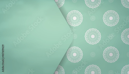 Mint color banner with Greek white pattern and place under your text