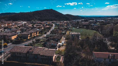 view from a drone on franciacorta, brescia photo