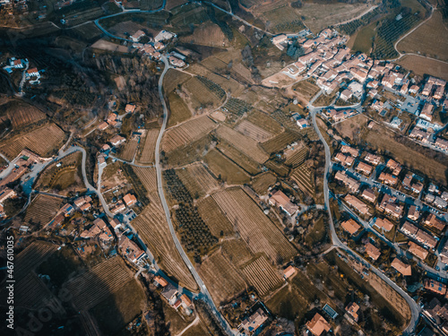 view from a drone on franciacorta, brescia photo