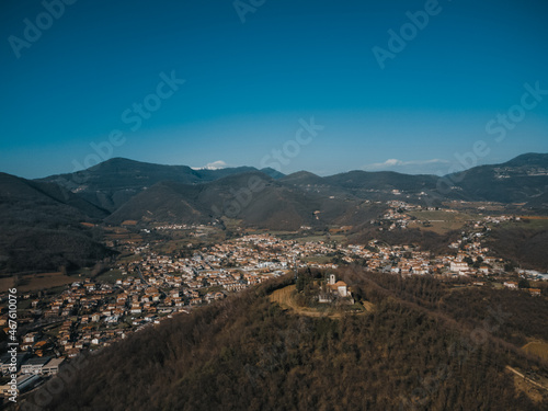 view from a drone on franciacorta, brescia photo