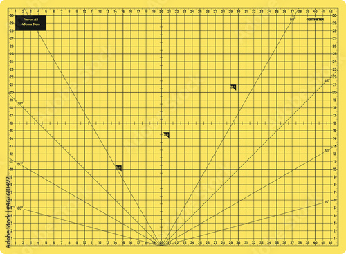 Vector Cutting Mat, high detail design in medium A3 format, in metric dimensions 43x31cm
Cutting mat background in yellow color for technical, drawing or decoration background template.