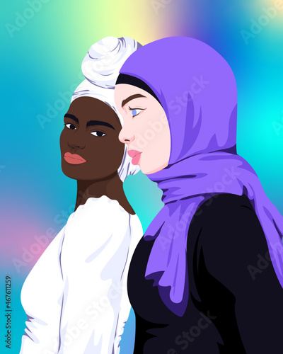 Multiracial women standing together 