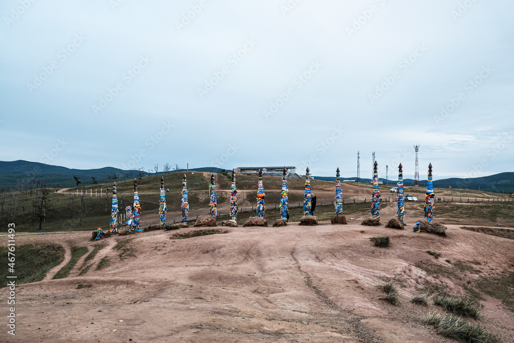 Shaman totems on Olhon island, Baikal, Russia Shaman totems on Olhon island, Baikal, Russia