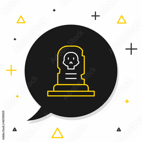 Line Grave with tombstone icon isolated on white background. Colorful outline concept. Vector