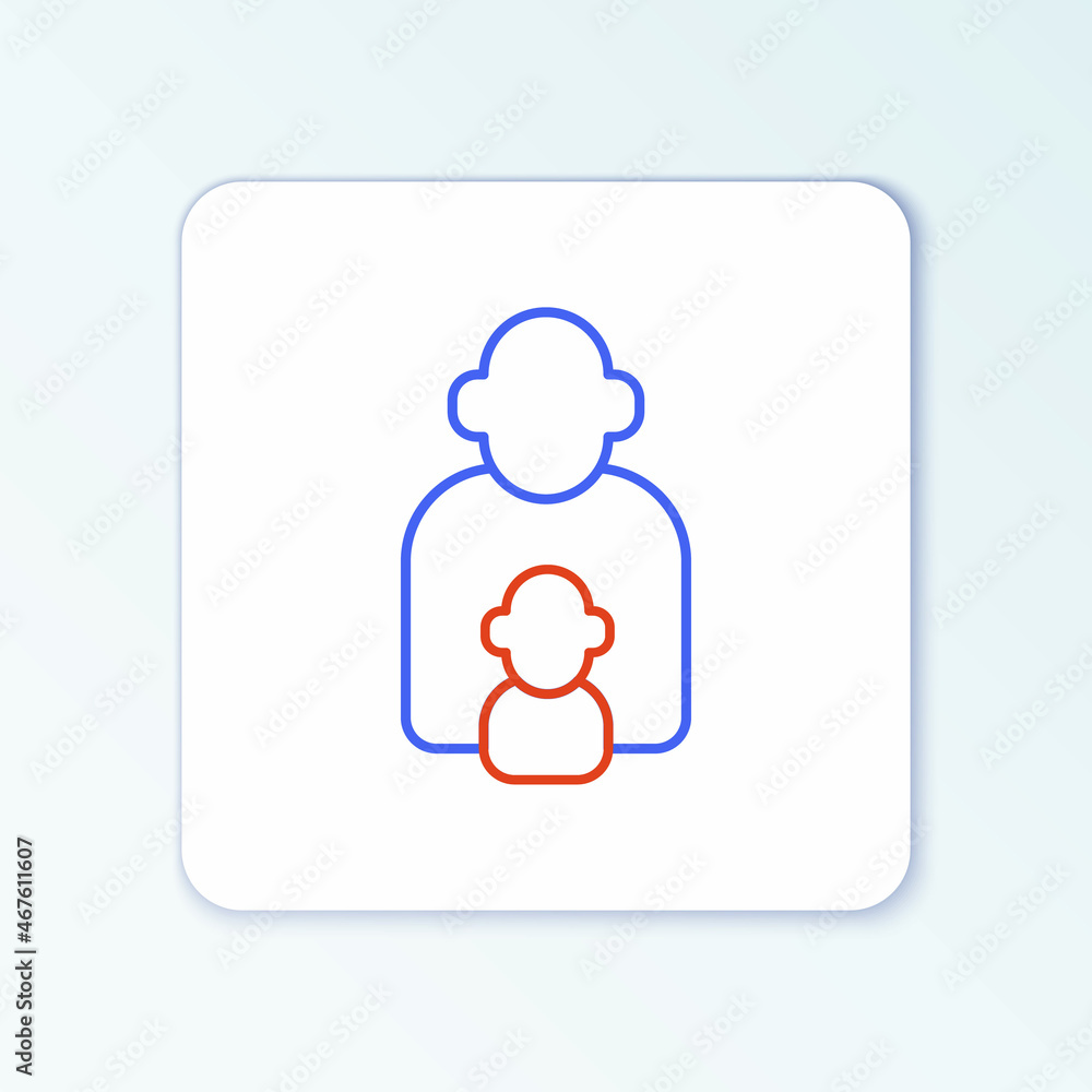 Line Taking care of children icon isolated on white background. Colorful outline concept. Vector Line Taking care of children icon isolated on white background. Colorful outline concept. Vector