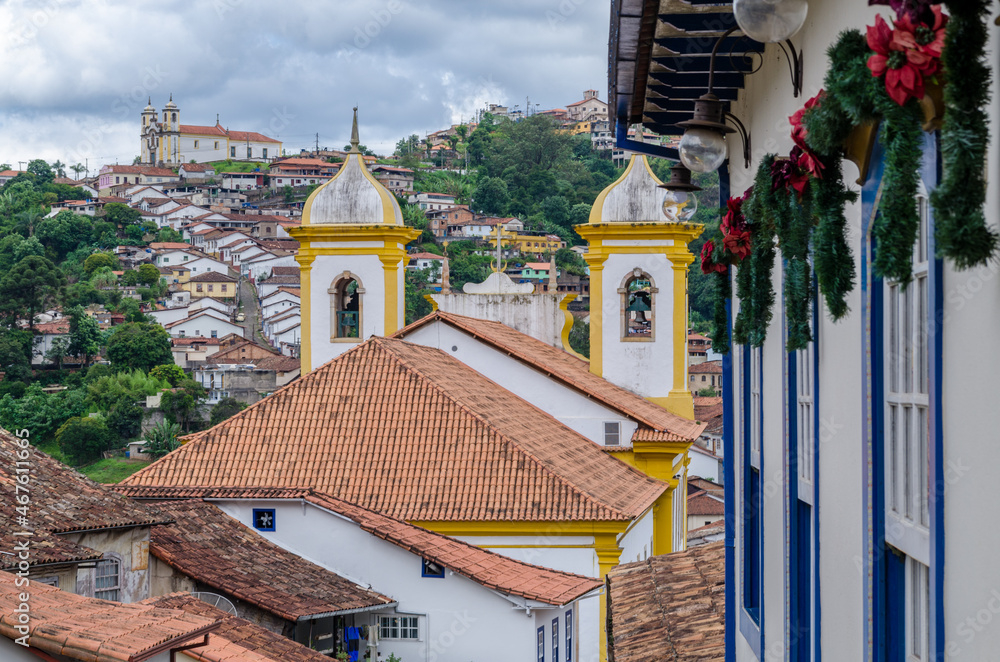 Obraz premium Ouro Preto, Brésil, ville et églises