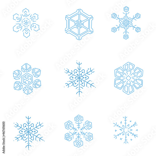 pattern of six-pointed blue snowflakes