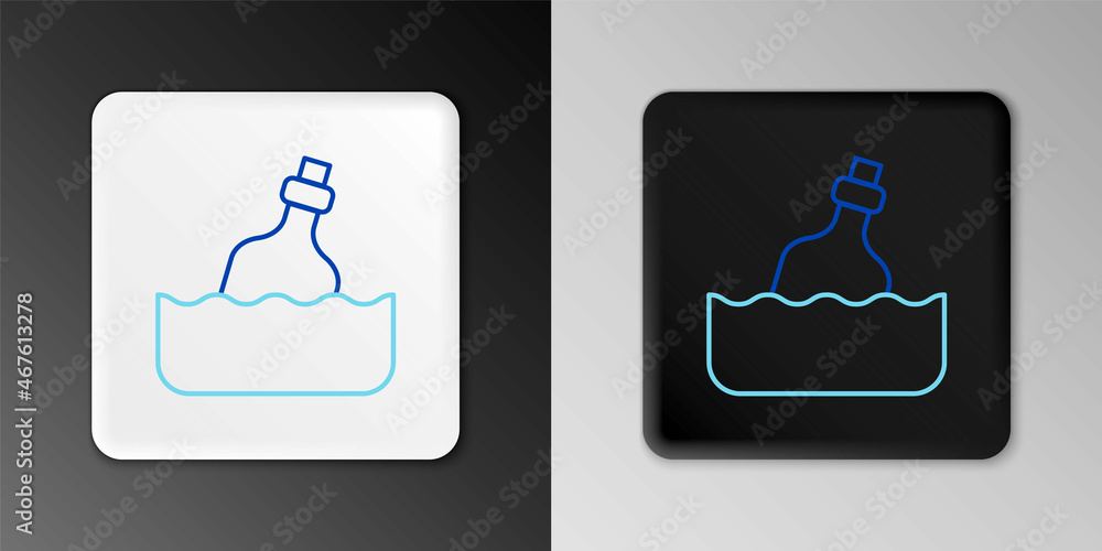 Line Glass bottle with a message in water icon isolated on grey background. Letter in the bottle. Pirates symbol. Colorful outline concept. Vector Line Glass bottle with a message in water icon isolated on grey background. Letter in the bottle. Pirates symbol. Colorful outline concept. Vector